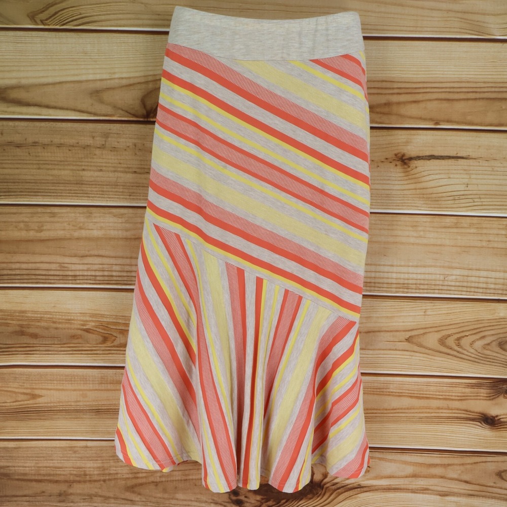 Passports Maxi Skirt Womens S Multicolor Striped Polyester Elastic Waist Stretch
